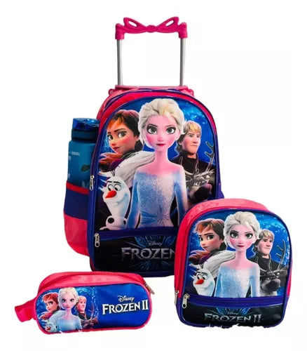 Kit Escolar Infantil Grande Com Rodinha Frozen